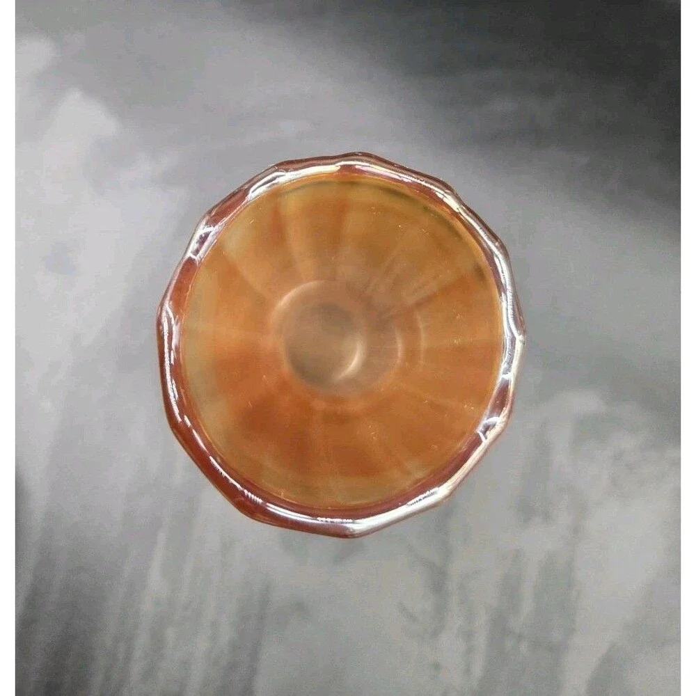 Vintage Amber Marigold Carnival Glass Opalescent Swung 9.5” Vase